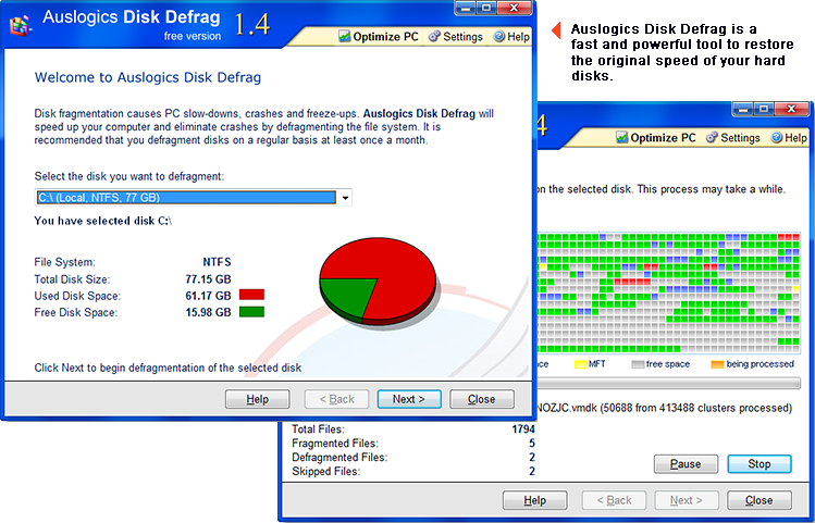 Auslogics Disk Defrag Screenshot